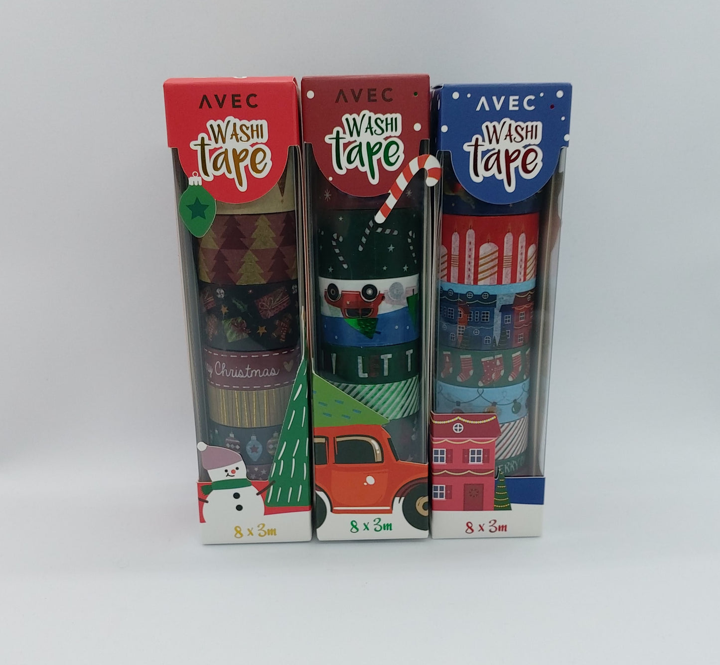 Weihnachts-Washi-Tapes 8 St. a 3m (Candy Cane) AVEC