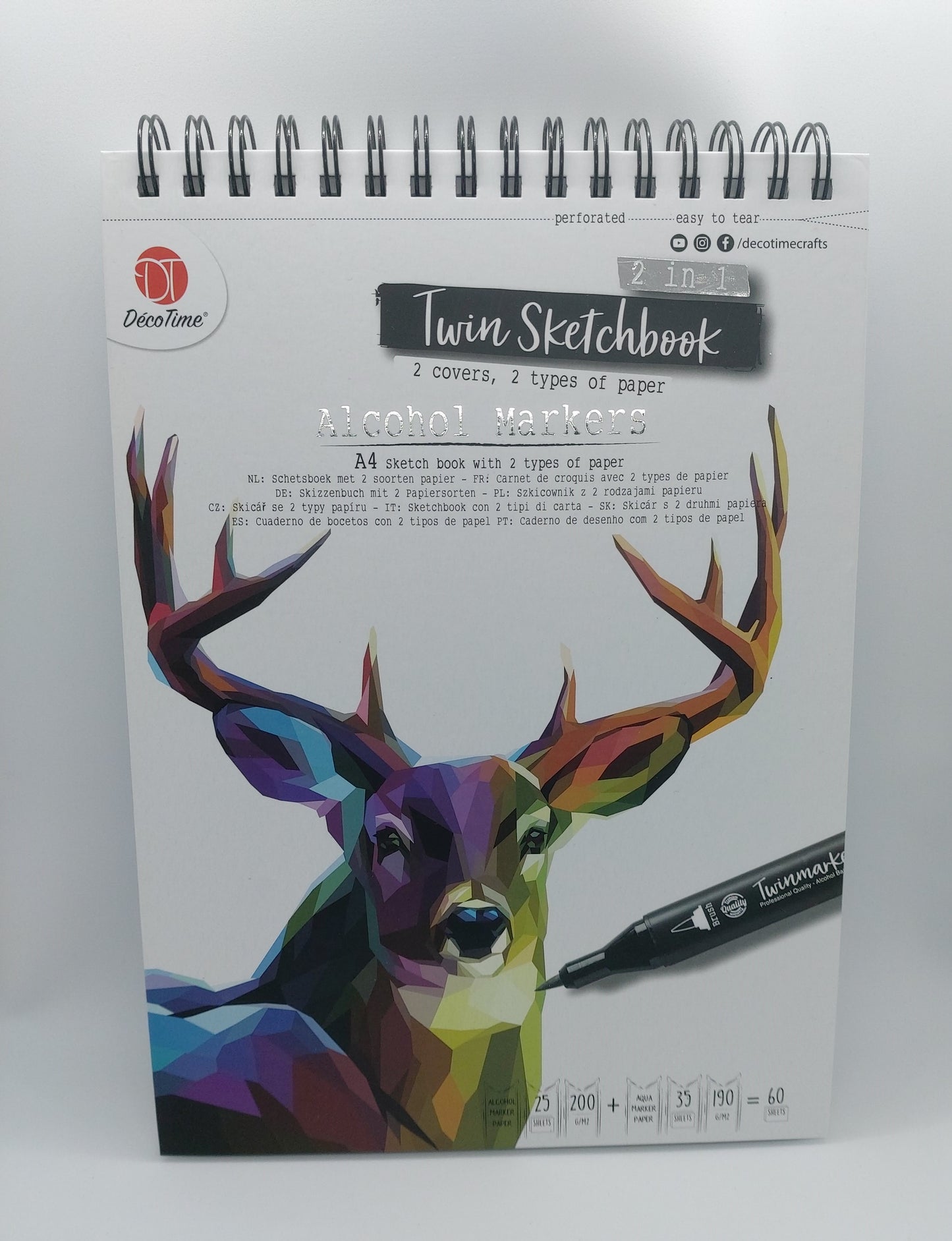 Twin Sketchbook A4 60 Blatt | Markerpapier | Aquarellpapier| DecoTime