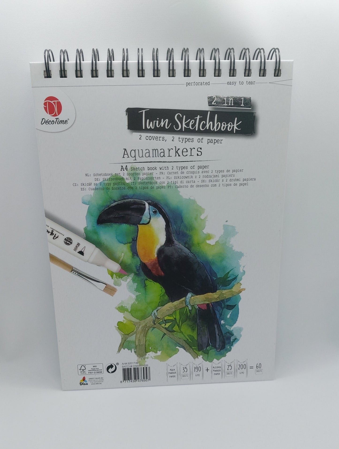 Twin Sketchbook A4 60 Blatt | Markerpapier | Aquarellpapier| DecoTime