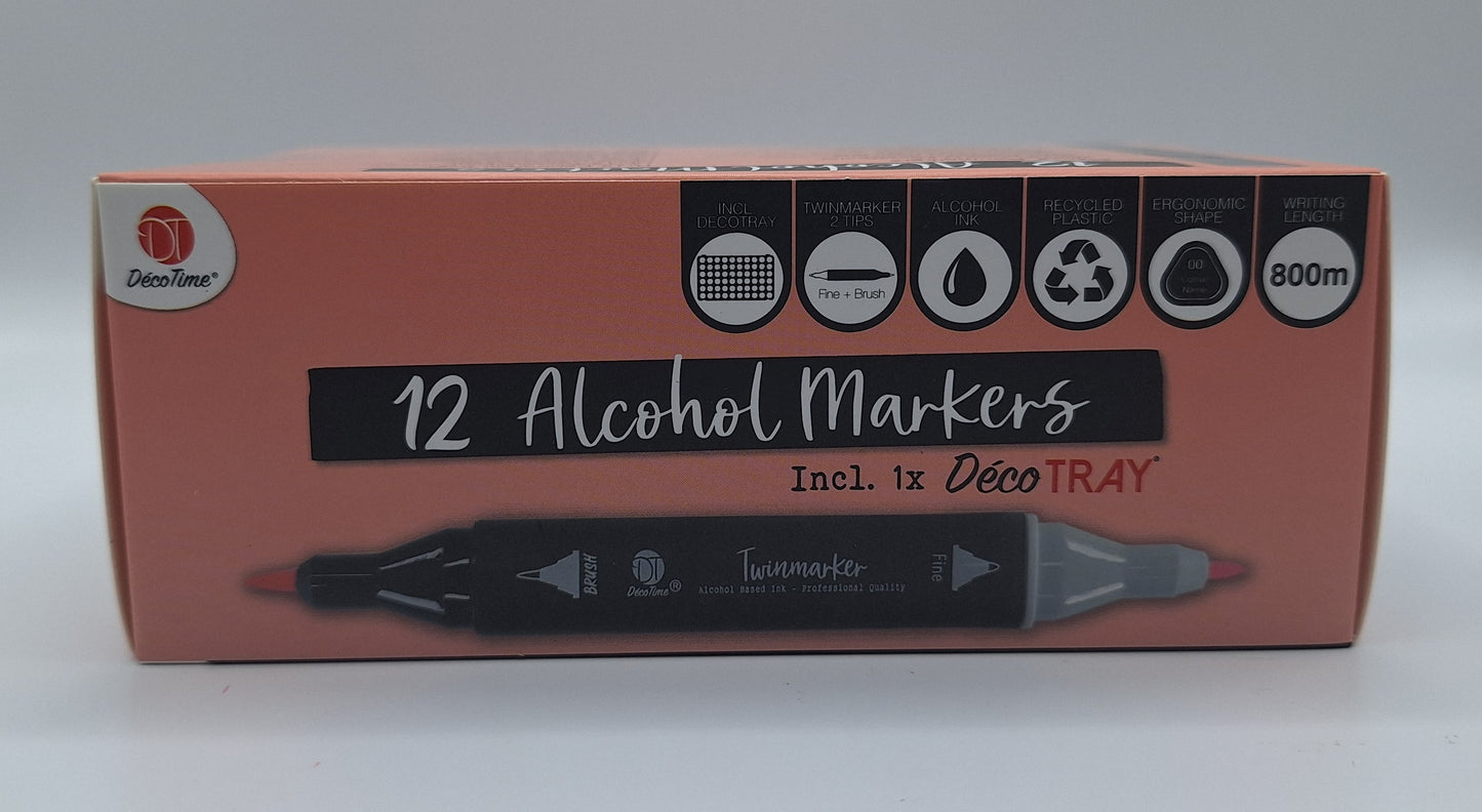 12 Twinmarkers (Vintagetöne) inkl. Aufbewahrung | DecoTime