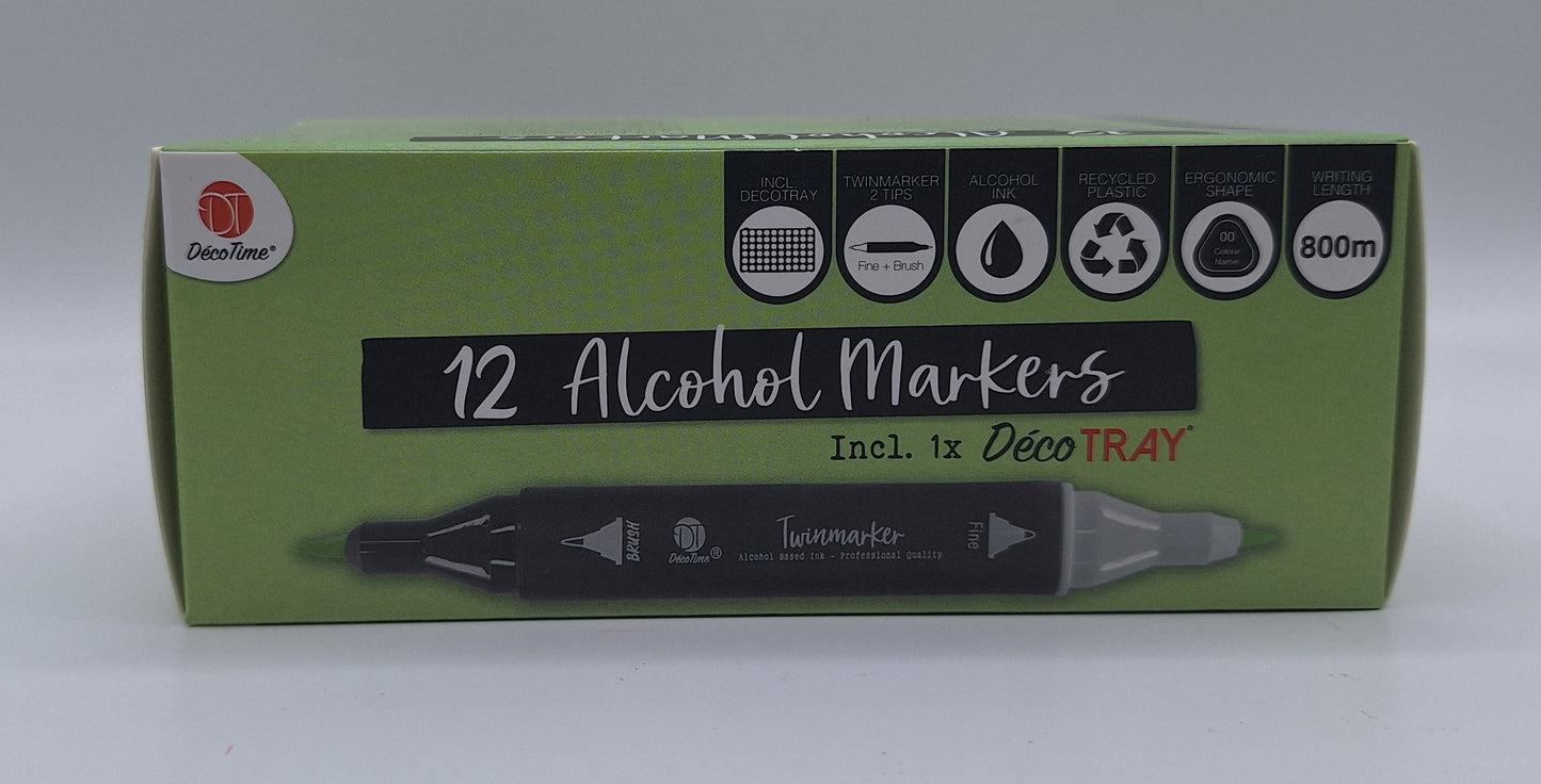12 Twinmarkers (Grüntöne) inkl. Aufbewahrung | DecoTime
