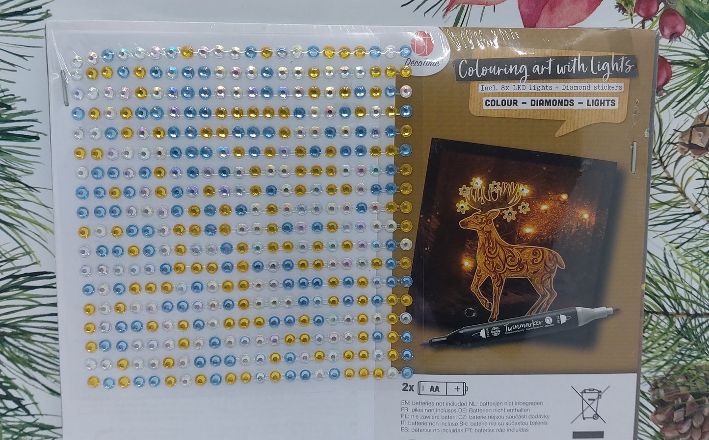 Weihnachts-Leinwand zum Ausmalen/Bekleben Diamond Painting (Hirsch) | (Colouring Art/Lighting/Diamond Stickers) | DecoTime