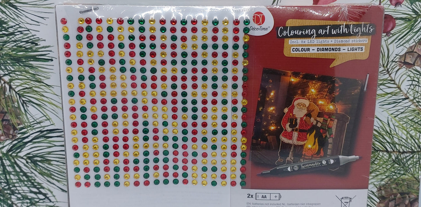 Weihnachts-Leinwand zum Ausmalen/Bekleben Diamond Painting (Weihnachtsmann) | (Colouring Art/Lighting/Diamond Stickers) | DecoTime