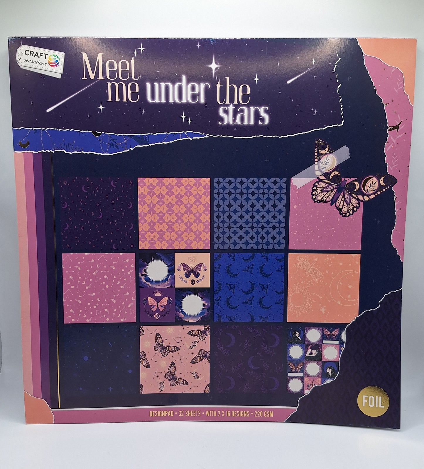 Meet Me Under The Stars Foliert Designblock | Designpad 30.5x30.5 cm Foil | 32 Blatt | Craft Sensations