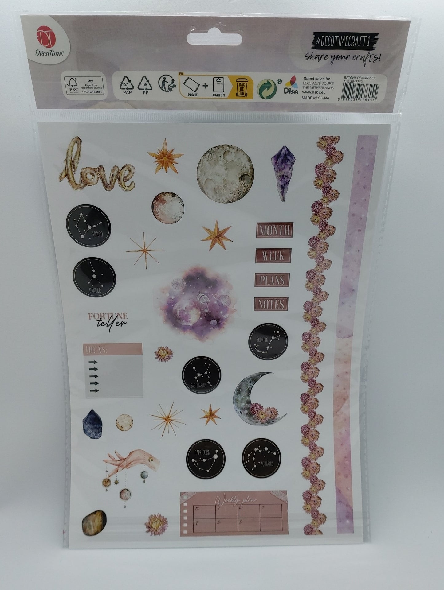 Stickerbogen Aufkleber (Embossed Stickers - Sternennacht/Stargazing) DecoTime
