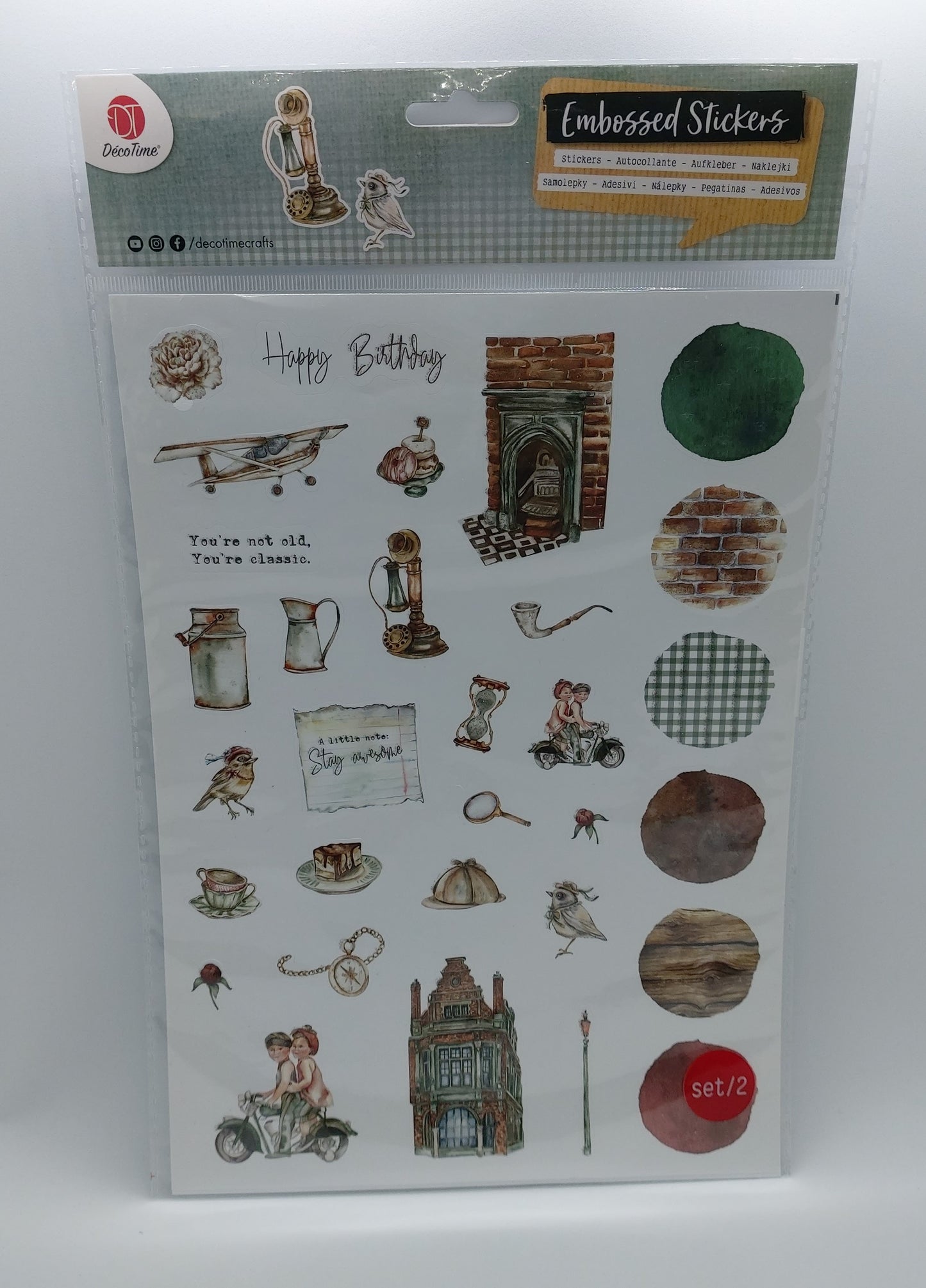 Stickerbogen Aufkleber (Embossed Stickers - Vintage British) DecoTime