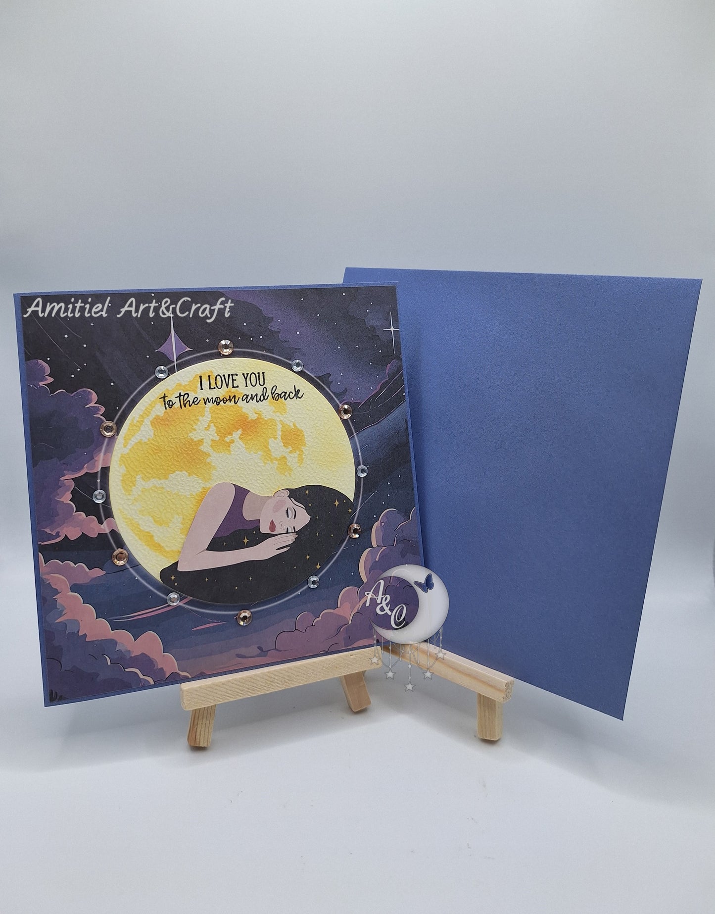 Grußkarte "I Love You To The Moon And Back" | Karte für die Liebsten verträumt | Handmade