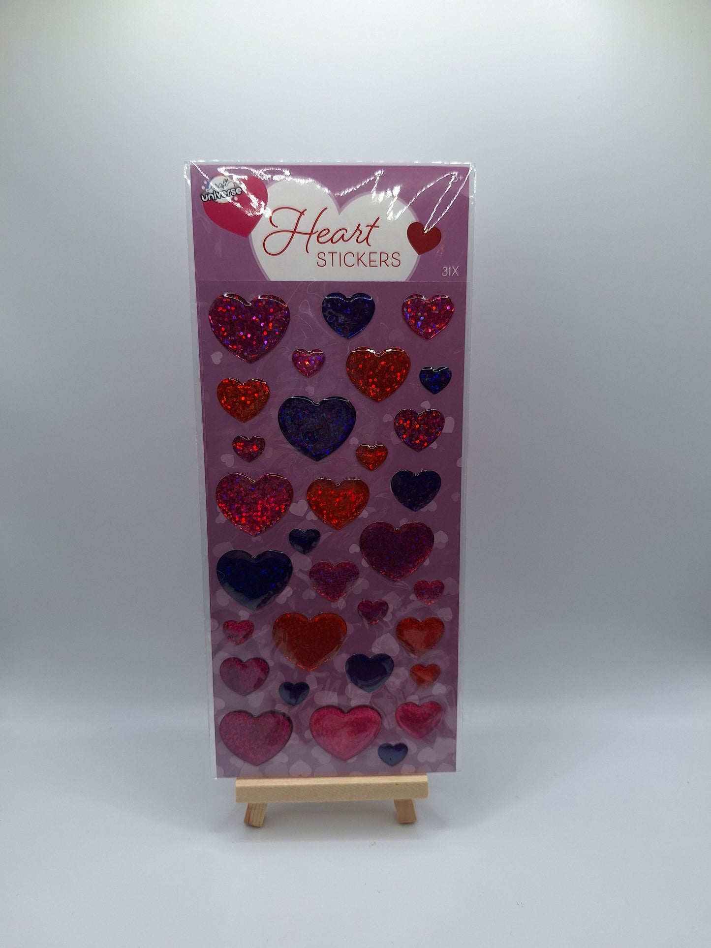 3D Herzsticker in klein und groß (Heart Stickers big & small) - Pink/Rot/Lila | Craft Universe