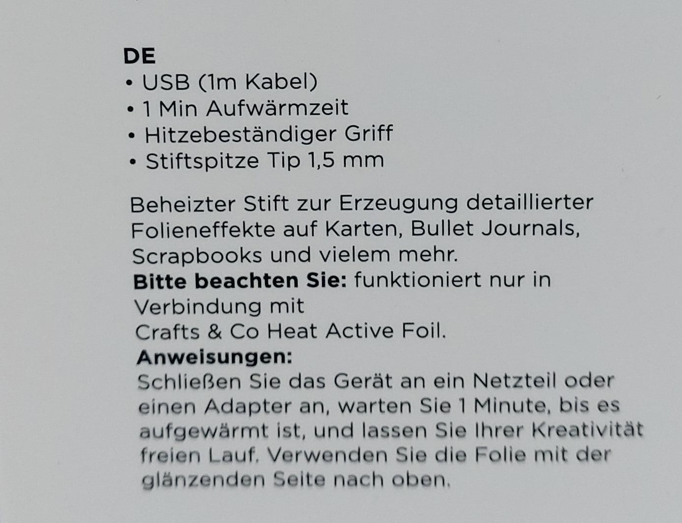USB-Heißfolienstift inkl. Folie (Heat Active Pen - Starterkit) | Crafts & Co.