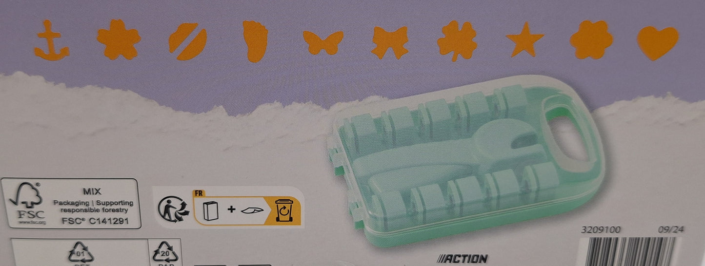 Stanzset 10 Formen | Punch Set 10 Shapes with Storage | Action