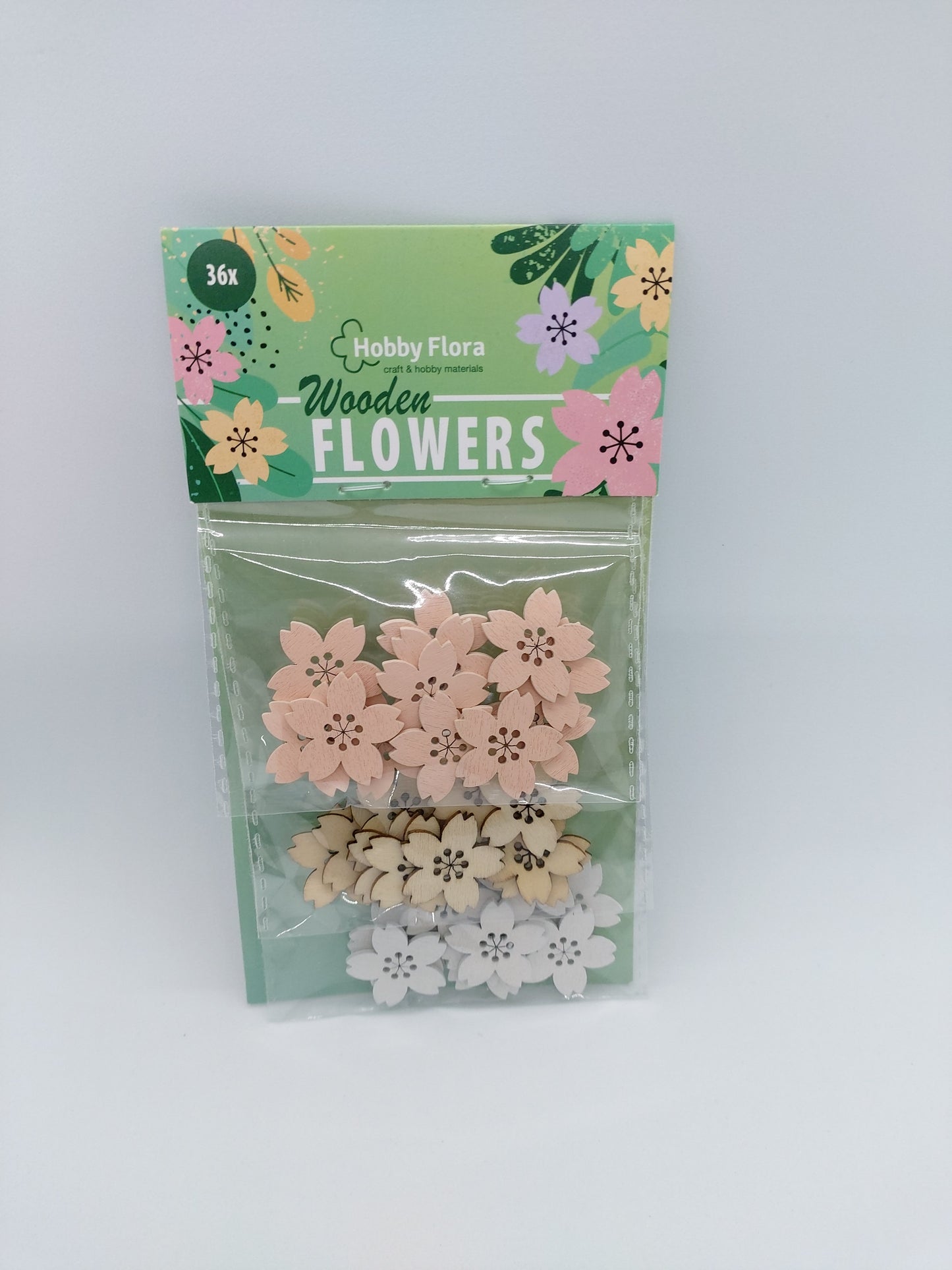 Holzblumen / Bastelblumen (Pfirsich, Natur, Weiß) | Hobby Flora