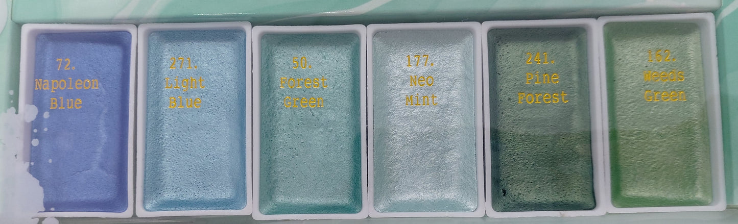 Metallic Wasserfarben in Grün-Blau-Tönen (Metallic Watercolour Paint) | DecoTime