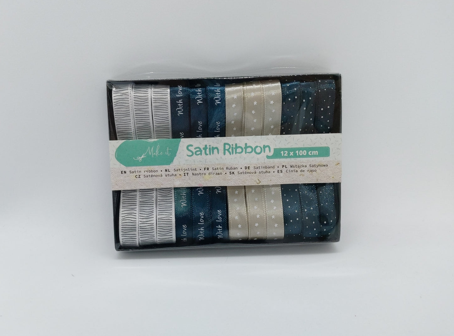 Make it! Satin-Bastelbänder (Blau-Weiß-Töne) DIY