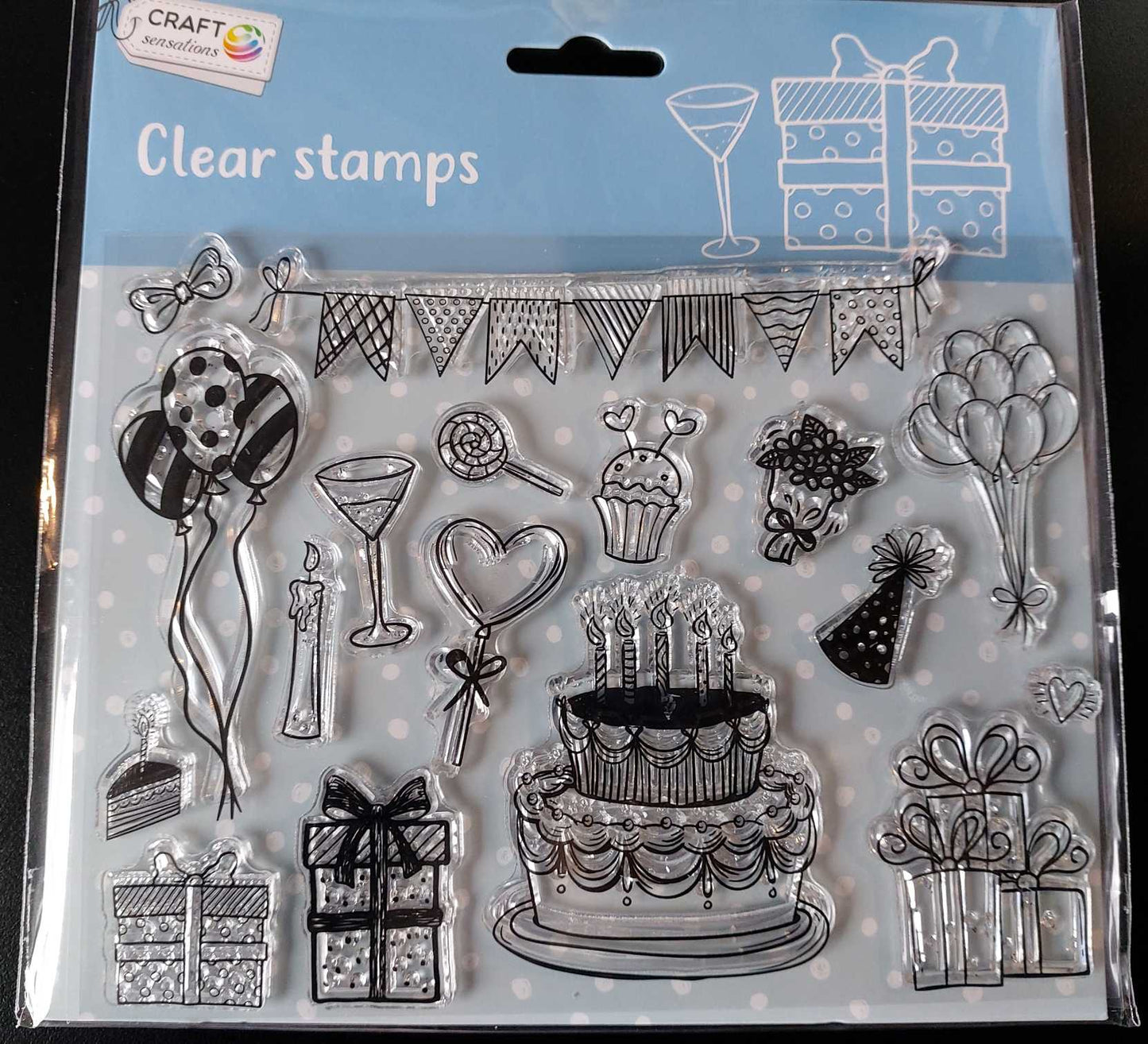 Clear Stamps | Geburtstagsstempel (Geschenke, Torte, Ballons) | Craft Sensations