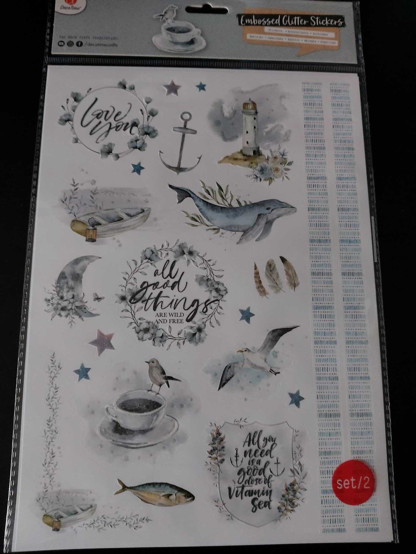 Stickerpad and Embossed Sticekrs (Ocean Breeze)