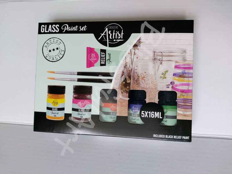 Glasfarbe Set inkl. 2 Pinsel | Glass Paint Set | Creative Artist