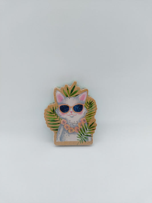 Holzstempel Katze mit Sonnenbrille - Wooden Stamp Cat with Sunglasses | DecoTime