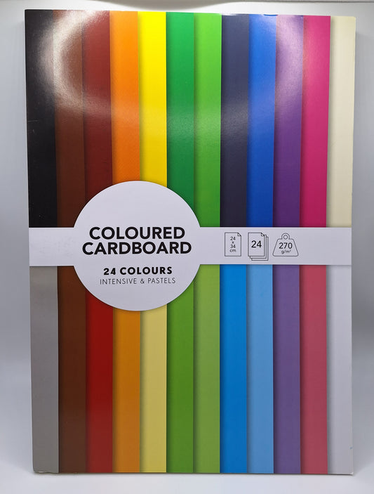 Bunter Bastelkarton (Intensive & Pastellfarben) 24 Farben 270 gsm | Coloured Cardboard (Intensive & Pastels)