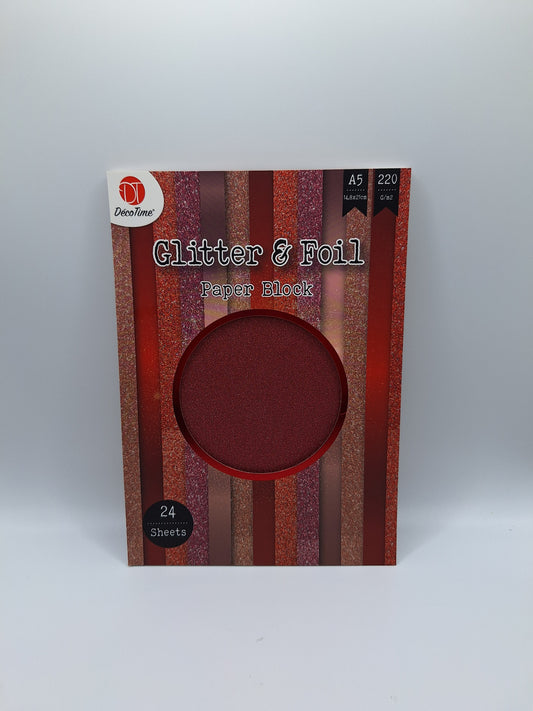 Metallic-Folie und Glitzerpapier A5 (Rose & Red Tones - Glitter & Foil)| DecoTime