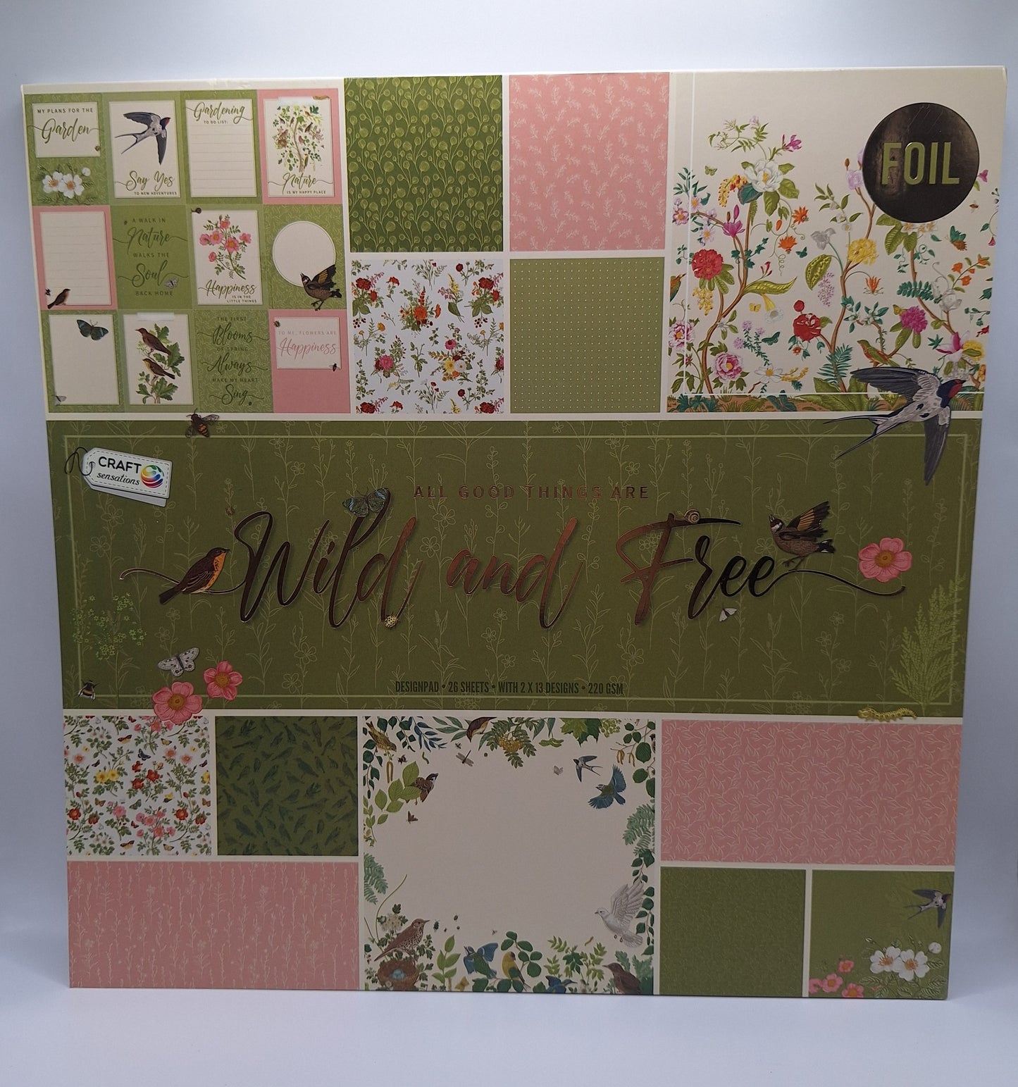 All Good Things Are Wild And Free Foliert Designblock | Designpad 30.5x30.5 cm Foil | 26 Blatt | Craft Sensations