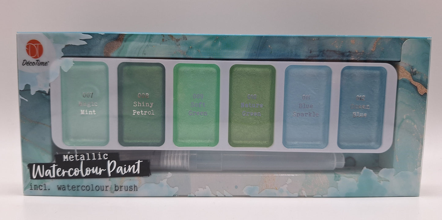 Metallic Wasserfarben in Grün/Blau Tönen 2026 (Metallic Watercolour Paint) | DecoTime