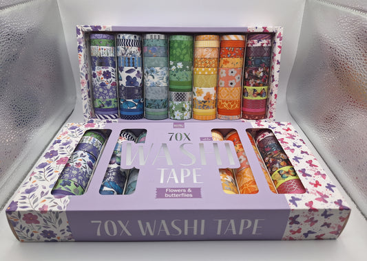 70 Washi Tape Box Blumen- und Schmetterlingsmotive (Flowers & Butterflies) | More To Follow Collection