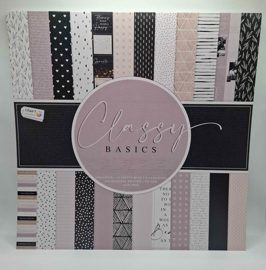 Classy Basics | Designblock | Designpad 30.5x30.5 cm | 24 Blatt | Craft Sensations