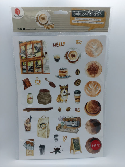 Stickerbogen Aufkleber (Embossed Stickers - Coffee Lover) DecoTime