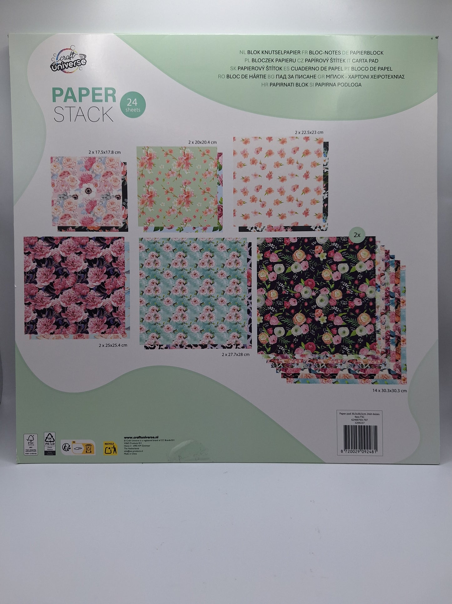 Block mit Bastelpapier Blumenzauber 6 Formate 24 Blatt | Designpaper 6 Sizes | Paper Stack | Craft Universe