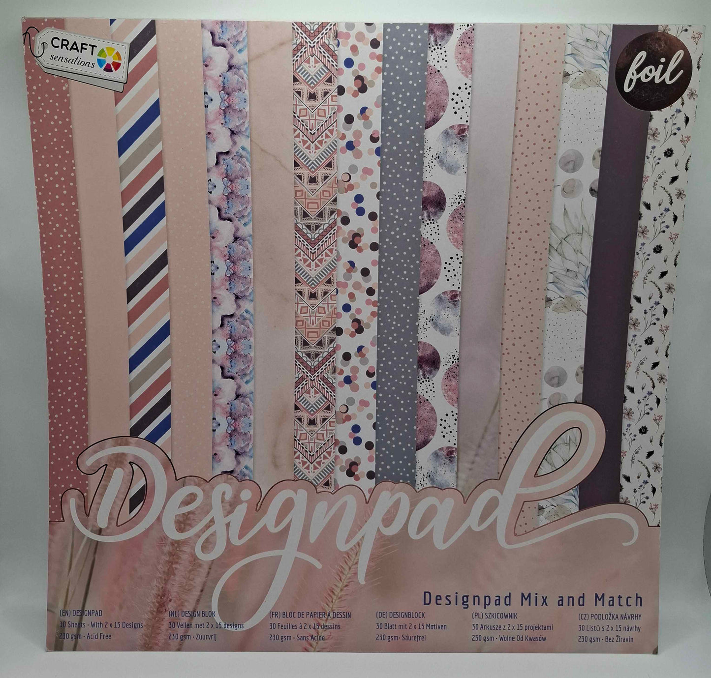Designpad Mix & Match | Foliert | Designblock | Designpad 30.5x30.5 cm Foil | 30 Blatt | Craft Sensations