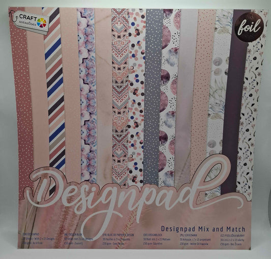 Designpad Mix & Match | Foliert | Designblock | Designpad 30.5x30.5 cm Foil | 30 Blatt | Craft Sensations