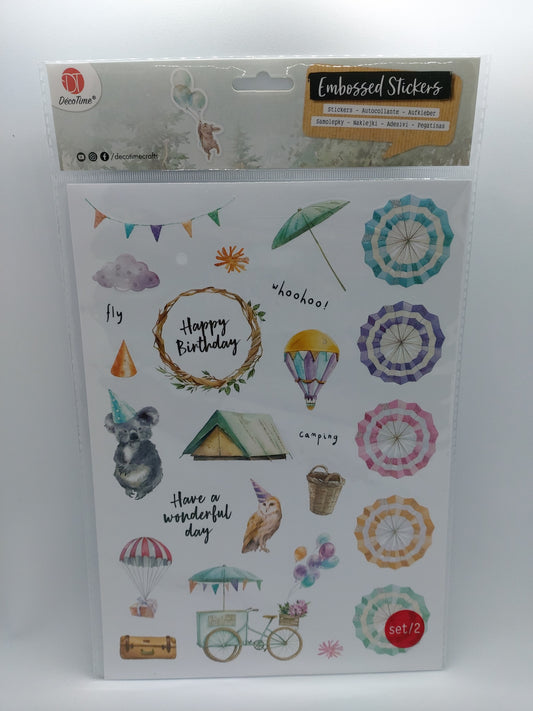 Stickerbogen Aufkleber (Embossed Stickers - Happy Birthday) DecoTime