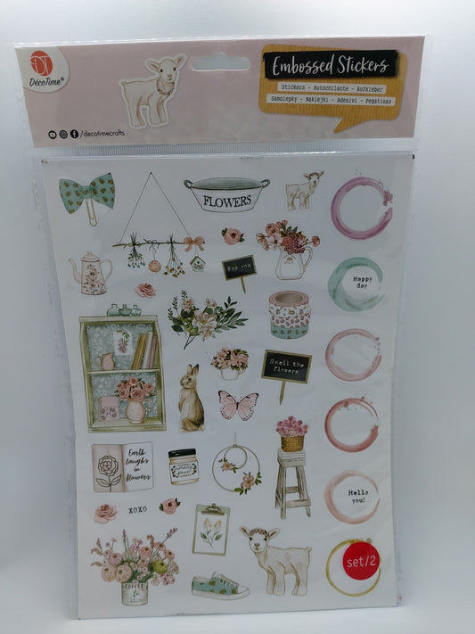 Stickerbogen Aufkleber (Embossed Stickers - Pastel Vintage) DecoTime