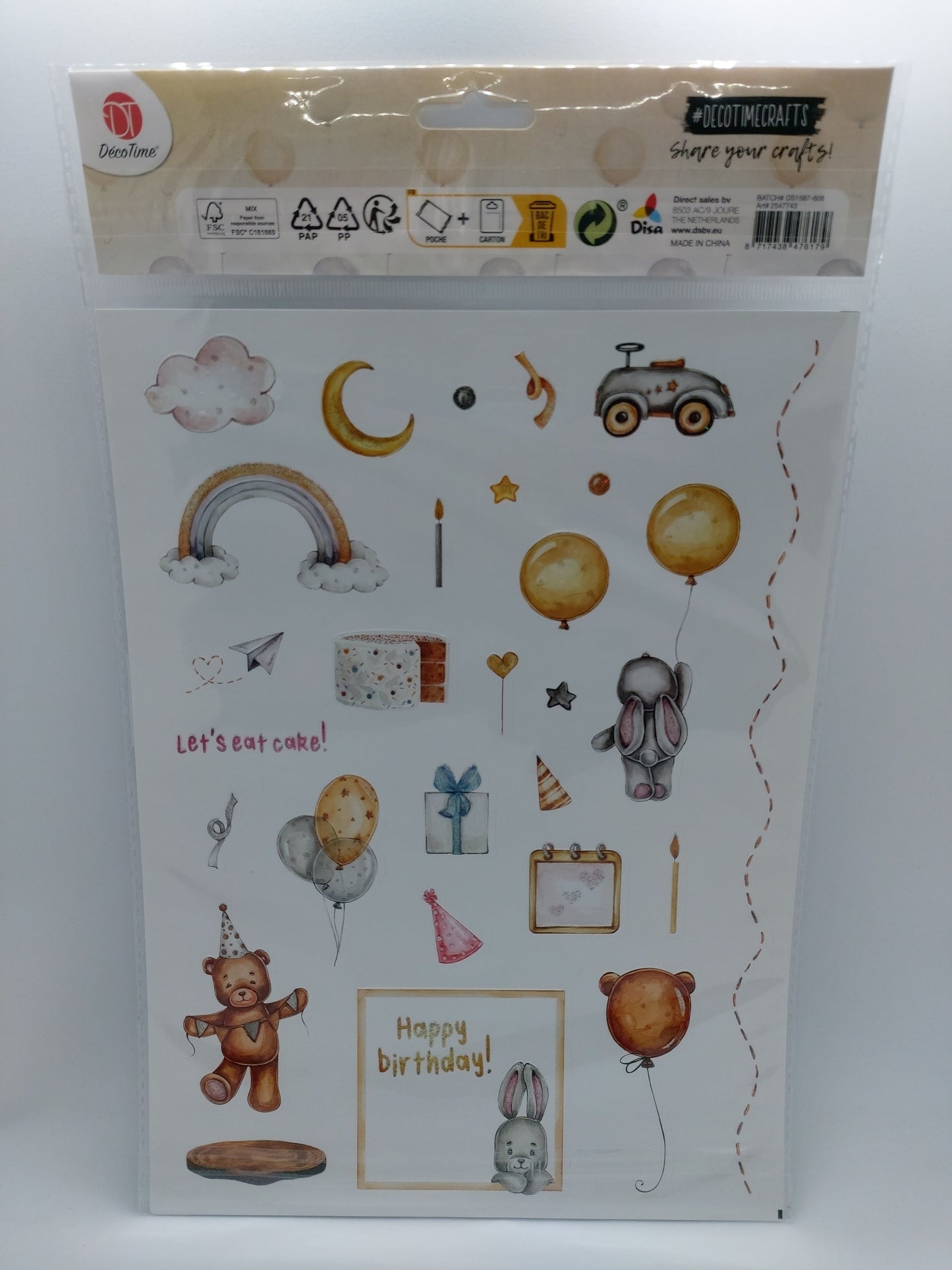 Stickerbogen Aufkleber (Embossed Stickers - Party Time) DecoTime