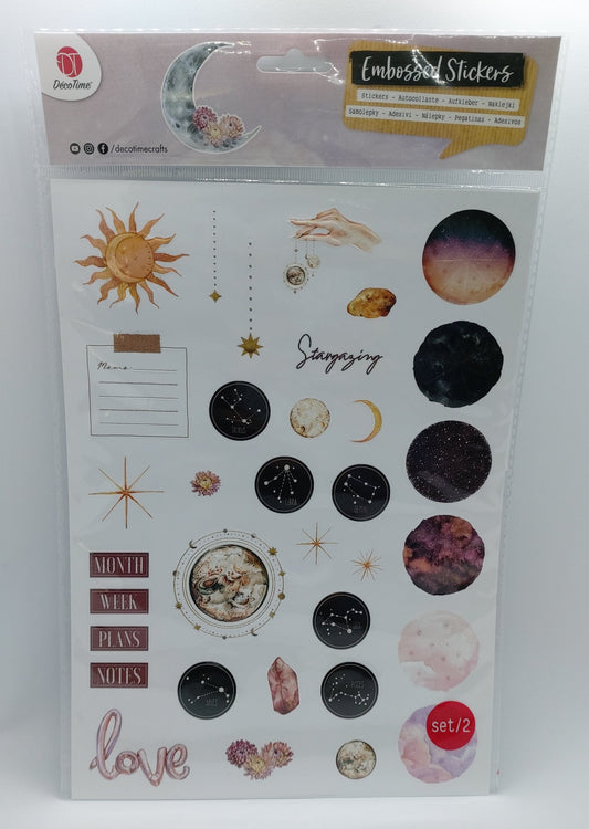 Stickerbogen Aufkleber (Embossed Stickers - Sternennacht/Stargazing) DecoTime