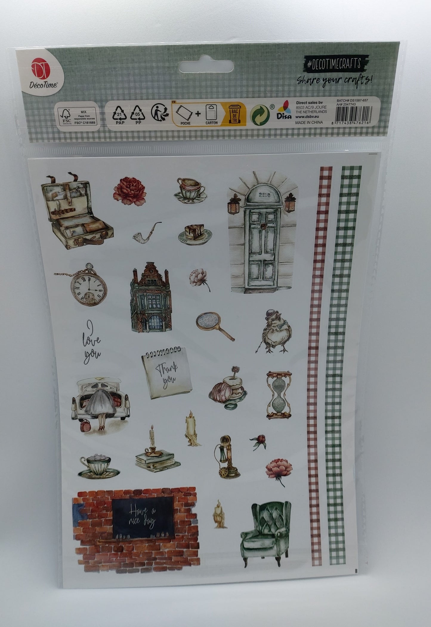 Stickerbogen Aufkleber (Embossed Stickers - Vintage British) DecoTime