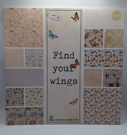 Find Your Wings Glitzer Designblock| Designpad 30.5x30.5 cm Glitter | 28 Blatt | Craft Sensations