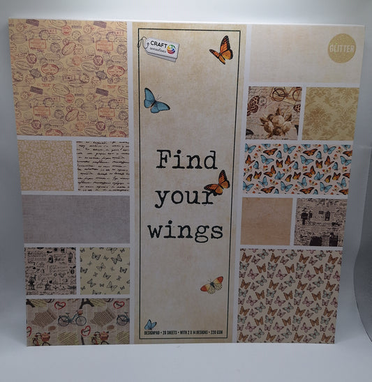 Find Your Wings Glitzer-Designblock| Designpad 30.5x30.5 cm Glitter | 28 Blatt | Craft Sensations