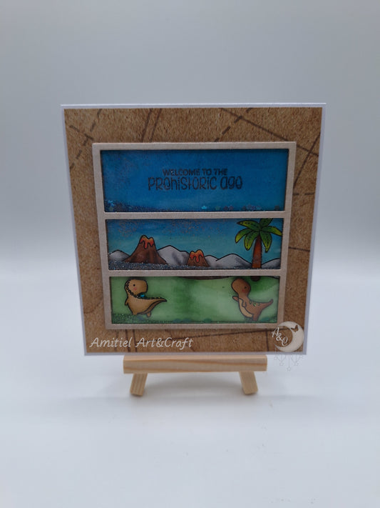 Humorvolle Geburtstagskarte "Prehistoric Age" | Schüttelkarte / Grußkarte handgemacht | Birthday Card with Dinosaurs | Handmade