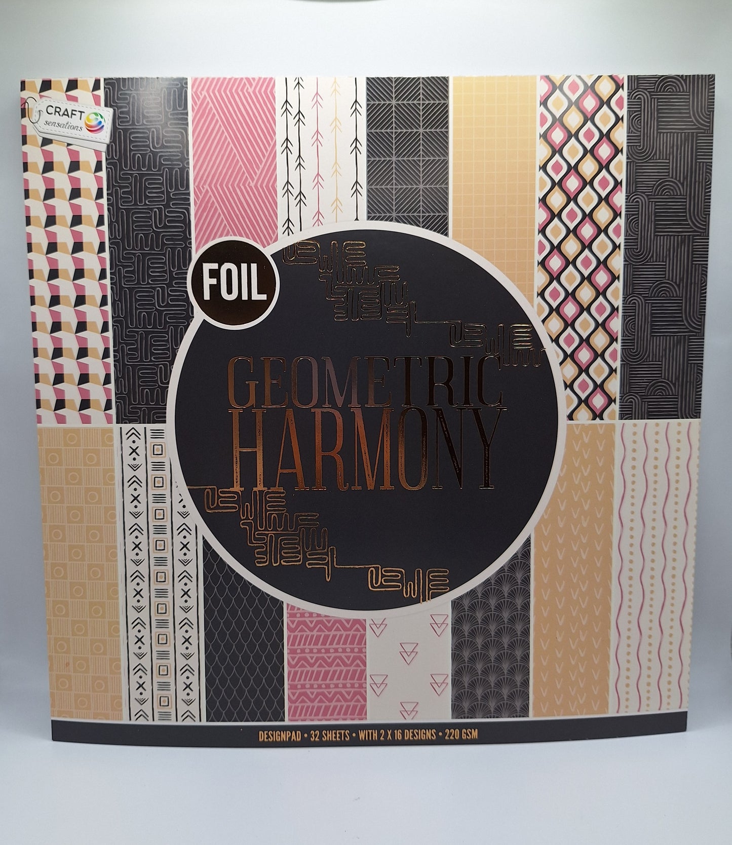 Geometric Harmony Foliert Designblock | Designpad 30.5x30.5 cm Foil | 32 Blatt | Craft Sensations