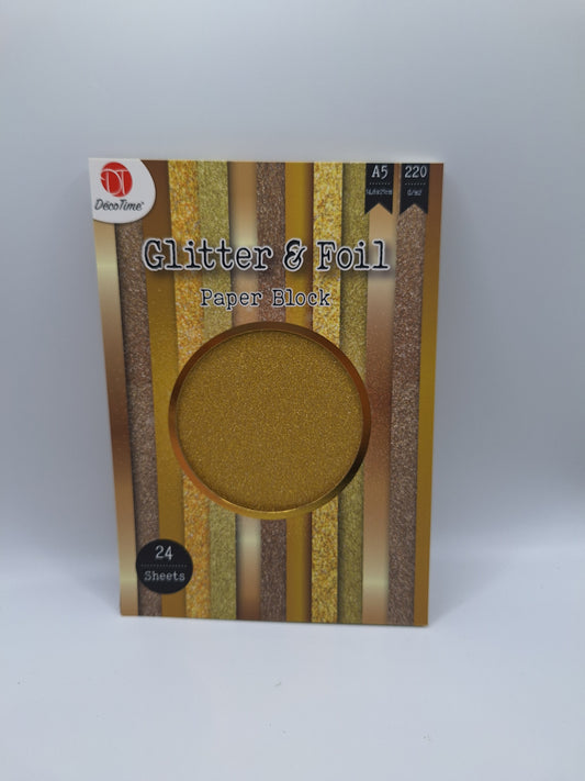 Metallic-Folie und Glitzerpapier A5 (Gold Tones - Glitter & Foil)| DecoTime