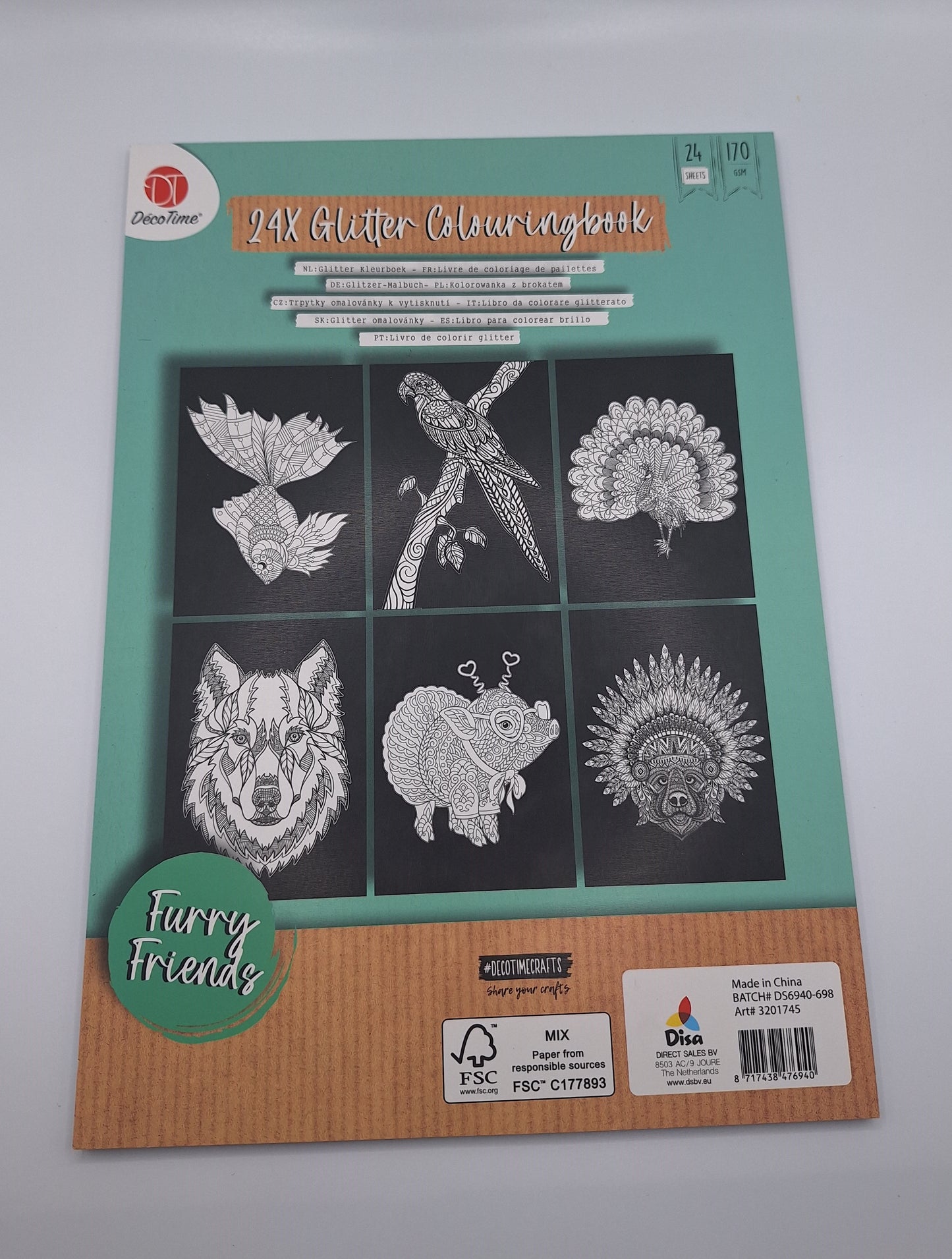 Glitzer-Malbuch /Glitter Colouringbook (Furry Friends) | 24 Seiten | DecoTime