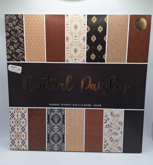 Neutral Paisley | Foliert | Designblock | Designpad 30.5x30.5 cm Foil | 28 Blatt | Craft Sensations