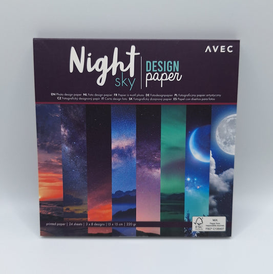 Fancy Designblock | Design Paper (Night Sky) 15x15cm 24 Blatt | AVEC