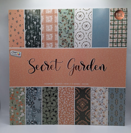 Secret Garden Foliert Designblock | Designpad 30.5x30.5 cm Foil | 28 Blatt | Craft Sensations