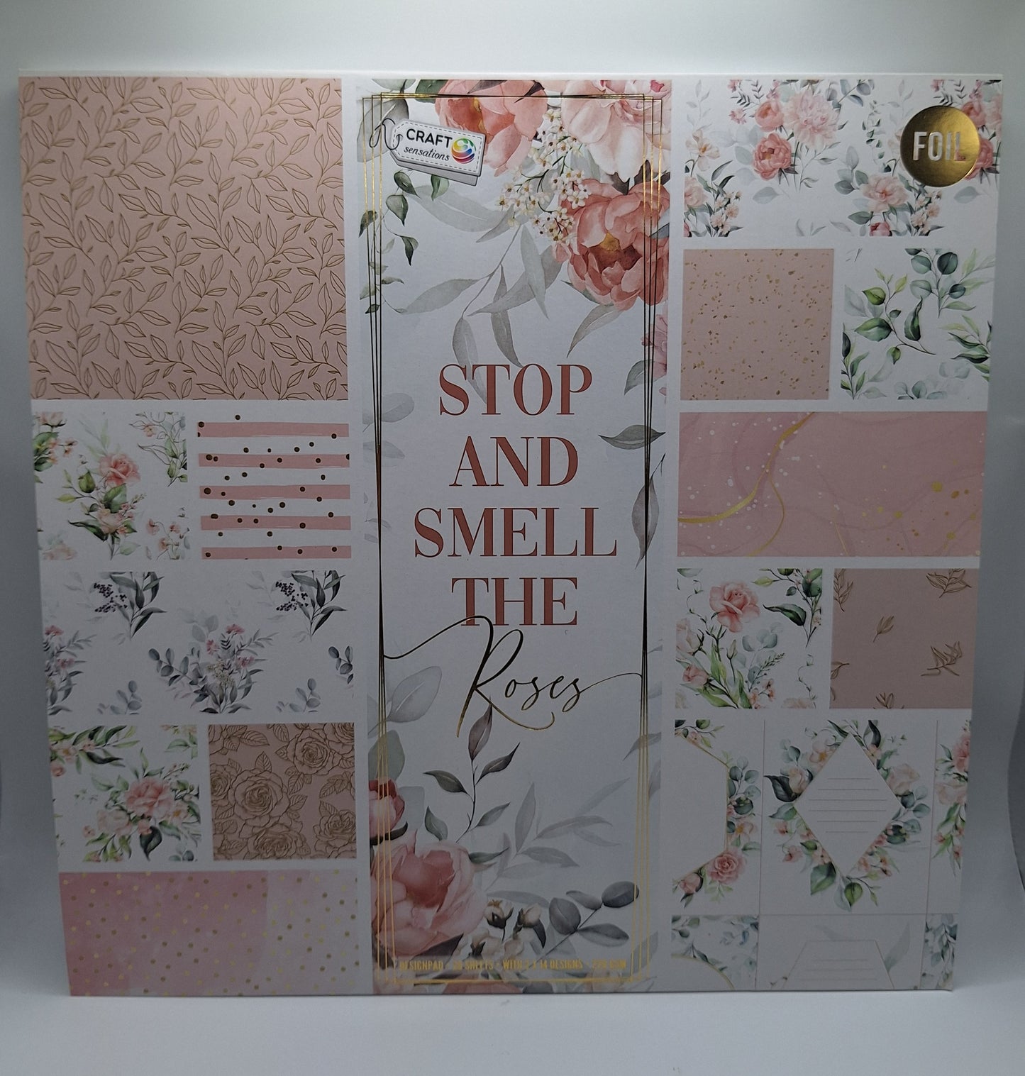 Stop And Smell The Roses Foil-Designblock| Designpad 30.5x30.5 cm Glitter | 28 Blatt | Craft Sensations