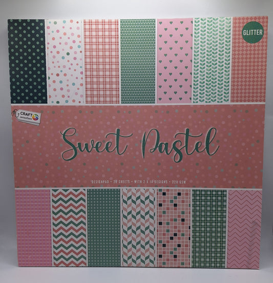 Sweet Pastel Glitzer Designblock| Designpad 30.5x30.5 cm Glitter | 28 Blatt | Craft Sensations