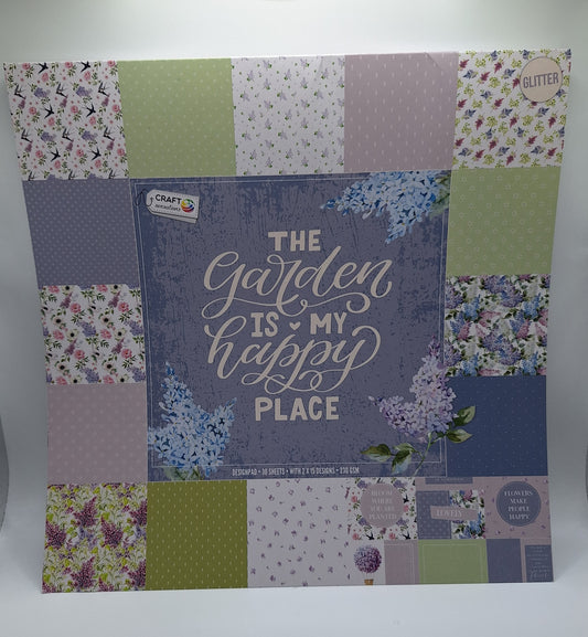 The Garden Is My Happy Place | Glitter Designpad 30.5x30.5 cm | 30 Blatt | Craft Sensations