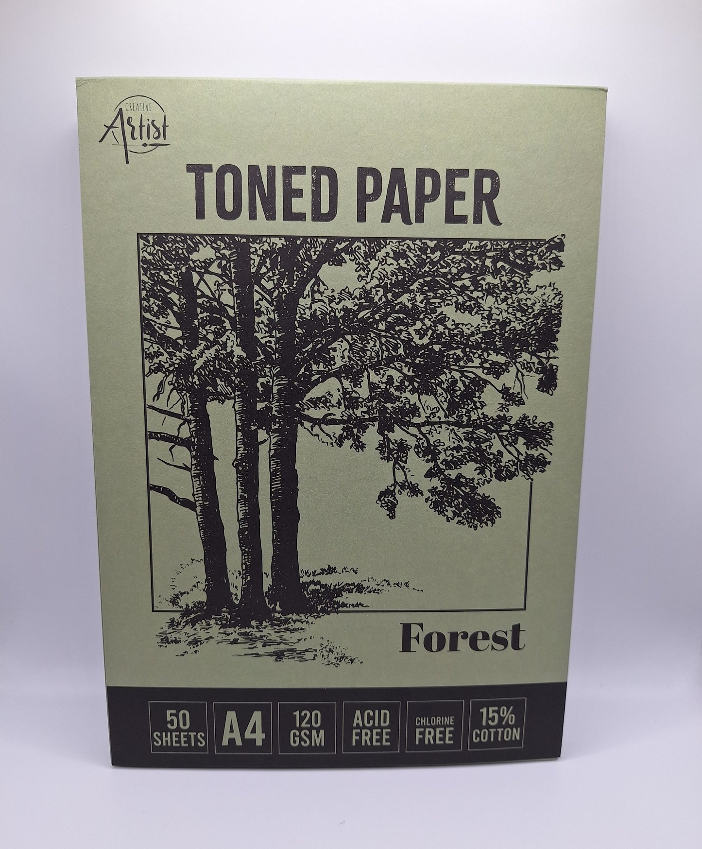 Toned Paper Forest A4 | Zeichenpapier getönt (grün) 50 Blatt | Tonpapier | Creative Artist