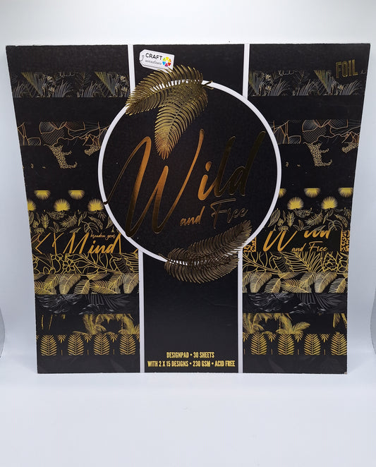 Wild & Free Foliert Designblock | Designpad 30.5x30.5 cm Foil | 30 Blatt | Craft Sensations